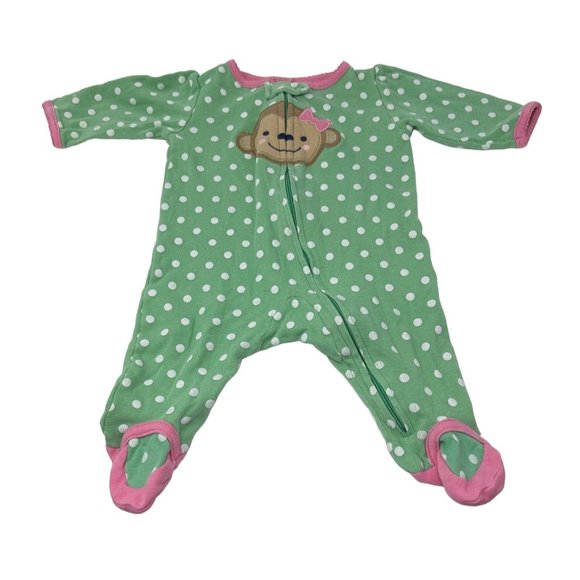Baby Girl's Sleepers in Pink, Green, and Cream Floral - Size 0-3 M & 3 M - Picture 2 of 8